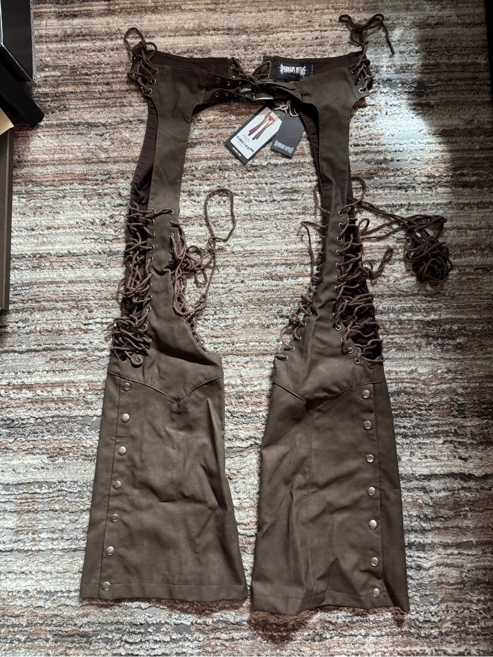 Darker Wavs Vegan Leather Lace Up Chaps XXL